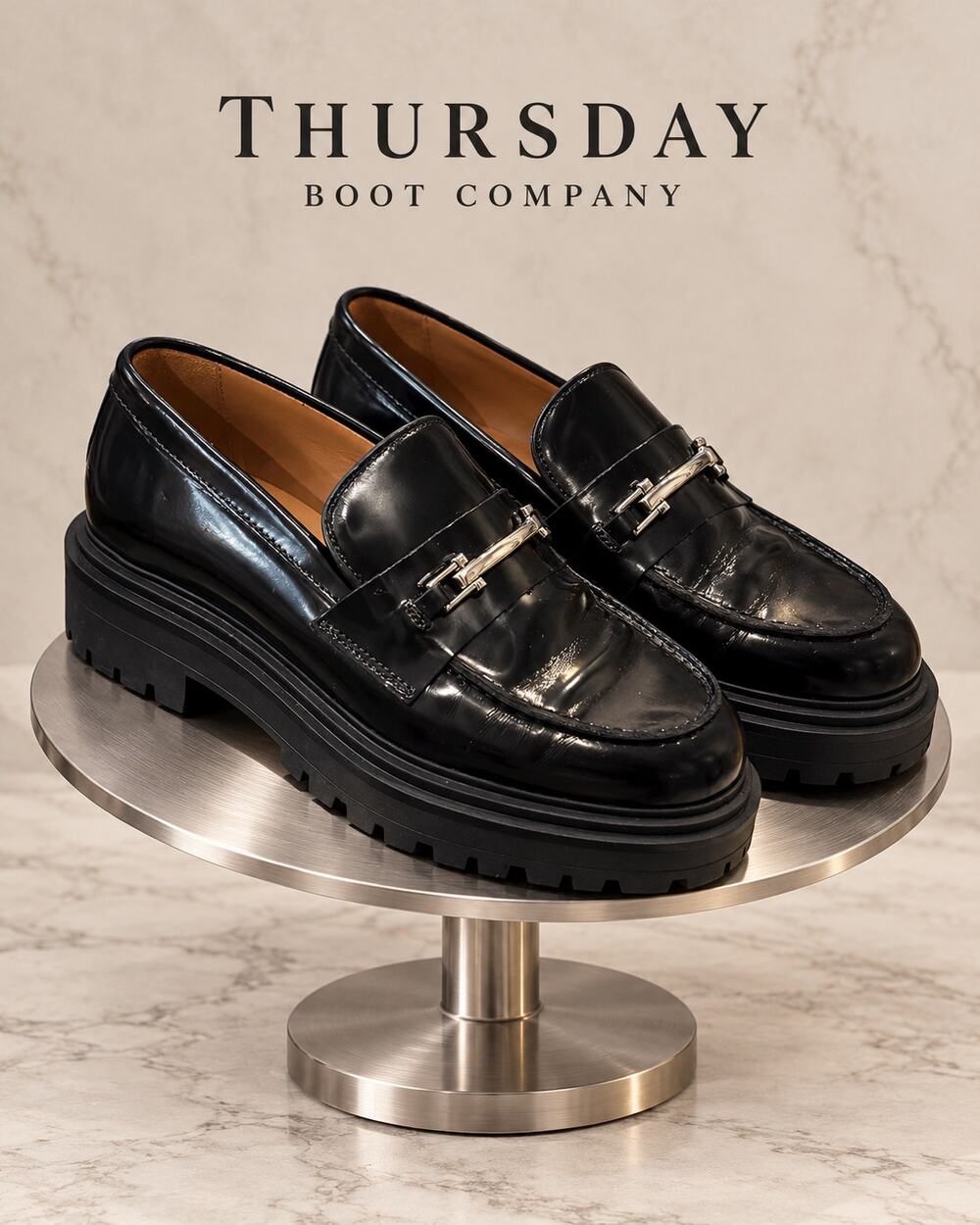 Thursday Boot Company Penny Platform Black Patent Leather Loafers Women’s 9